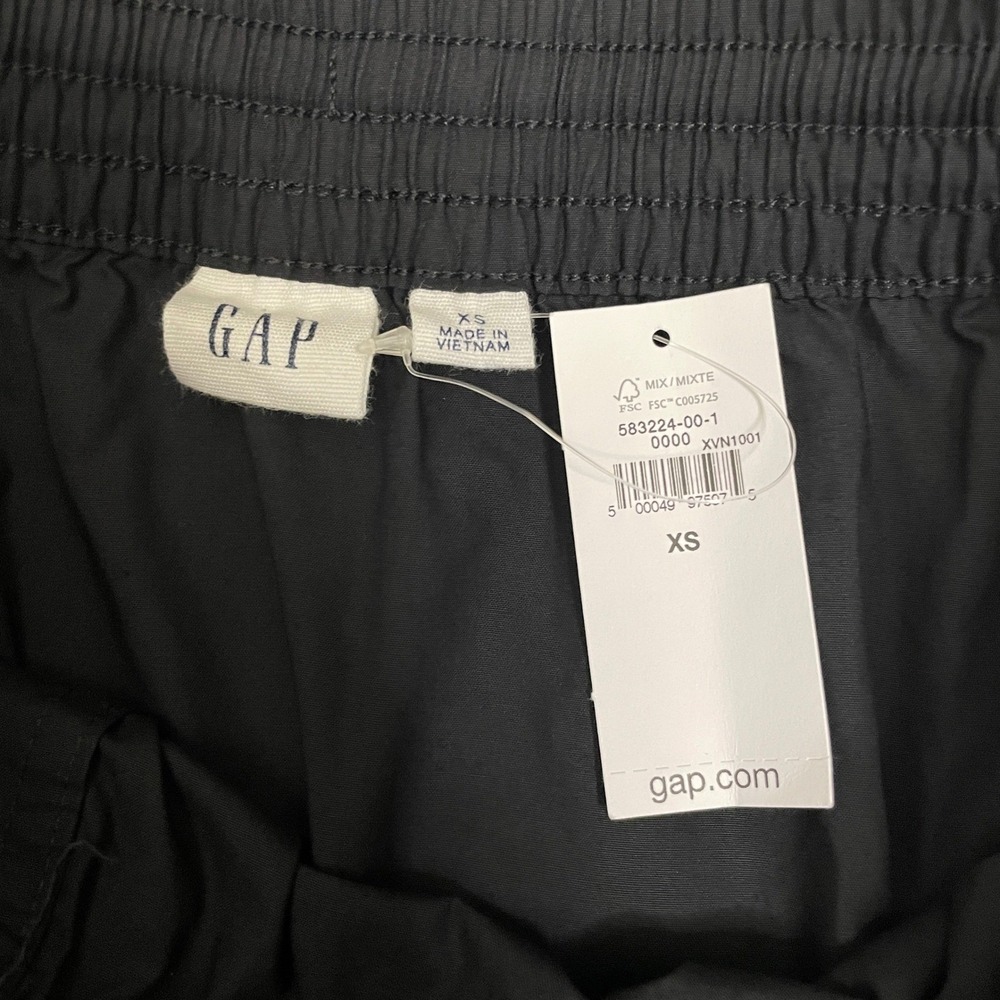 Gap Midi Skirt Womens XS Black Cotton Elastic Waist Drawstring Casual NWT - Picture 4 of 8